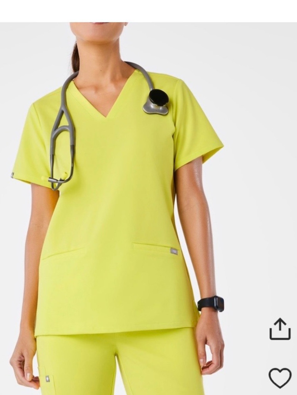 Figs Lime V-Neck Scrub Top